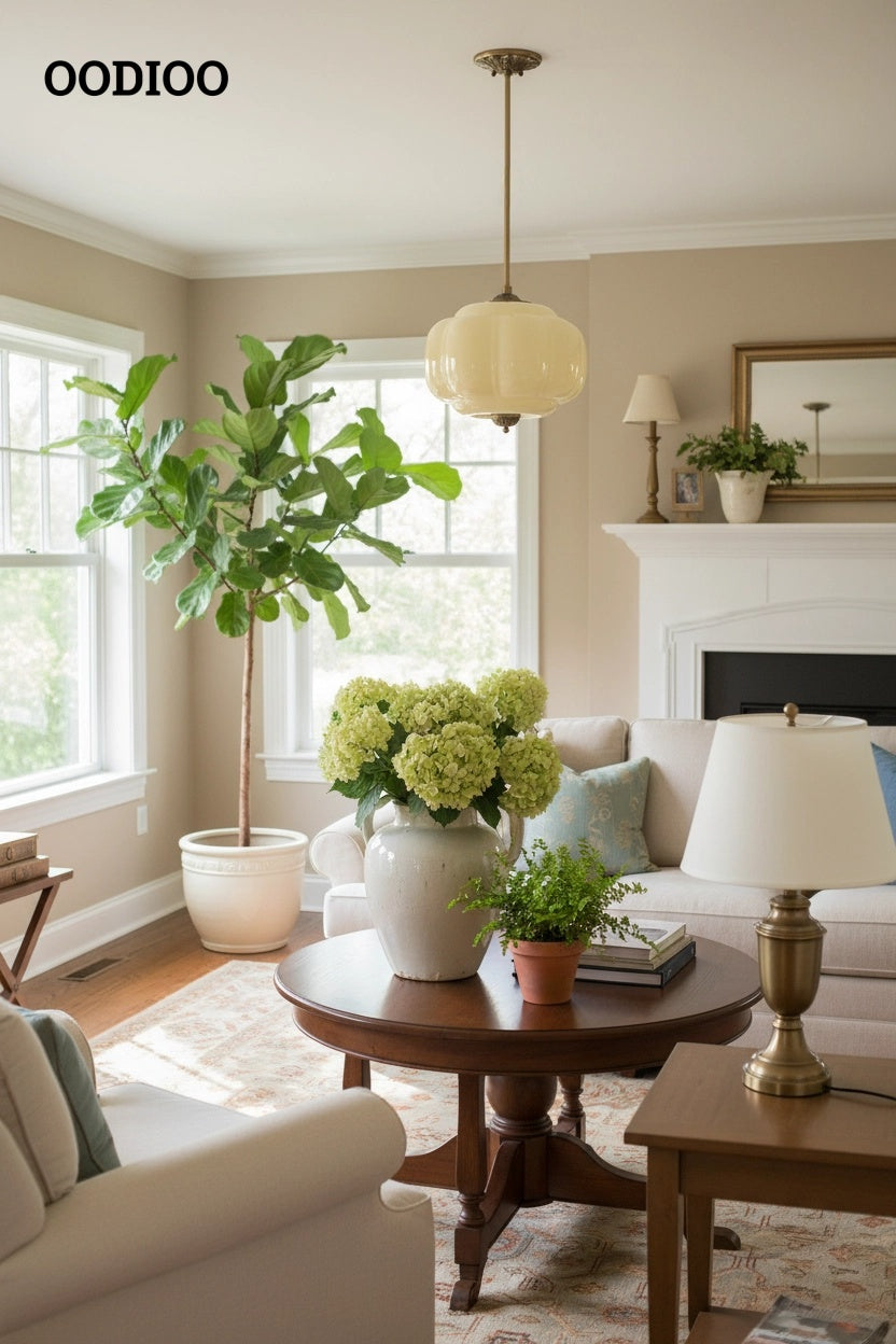 Antique Brass Green Glass Eloise Pendant Light