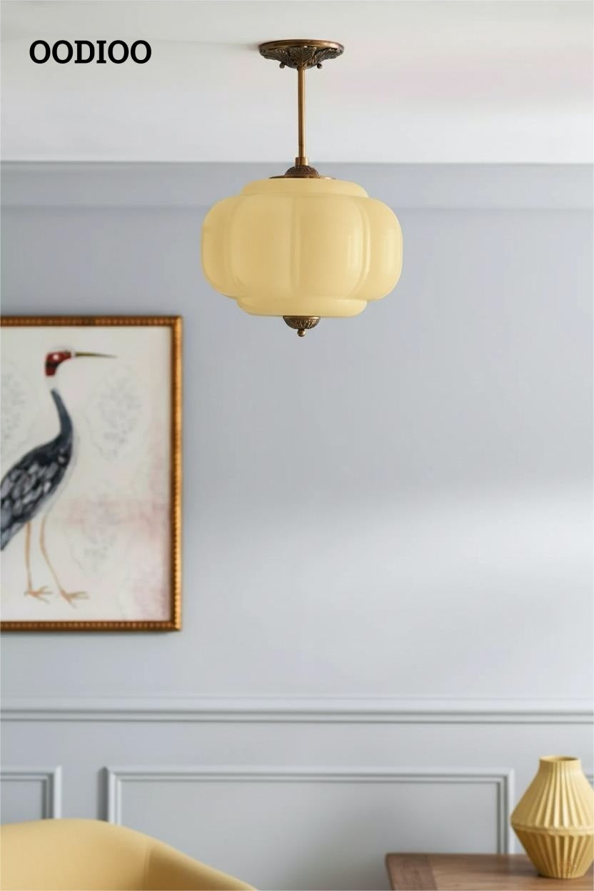 Antique Brass Green Glass Eloise Pendant Light