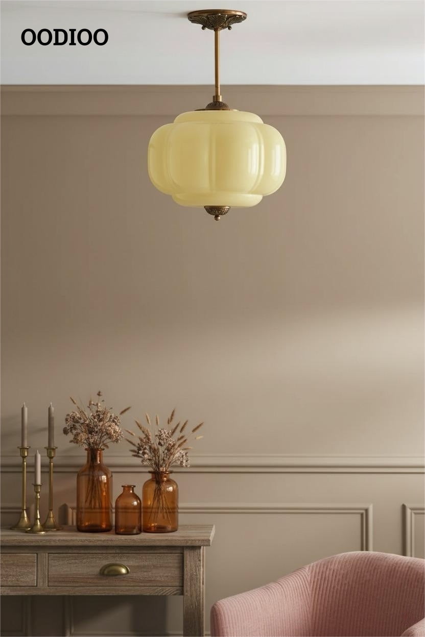 Antique Brass Green Glass Eloise Pendant Light