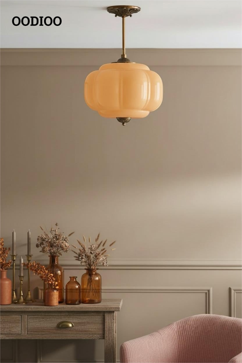 Antique Brass Green Glass Eloise Pendant Light