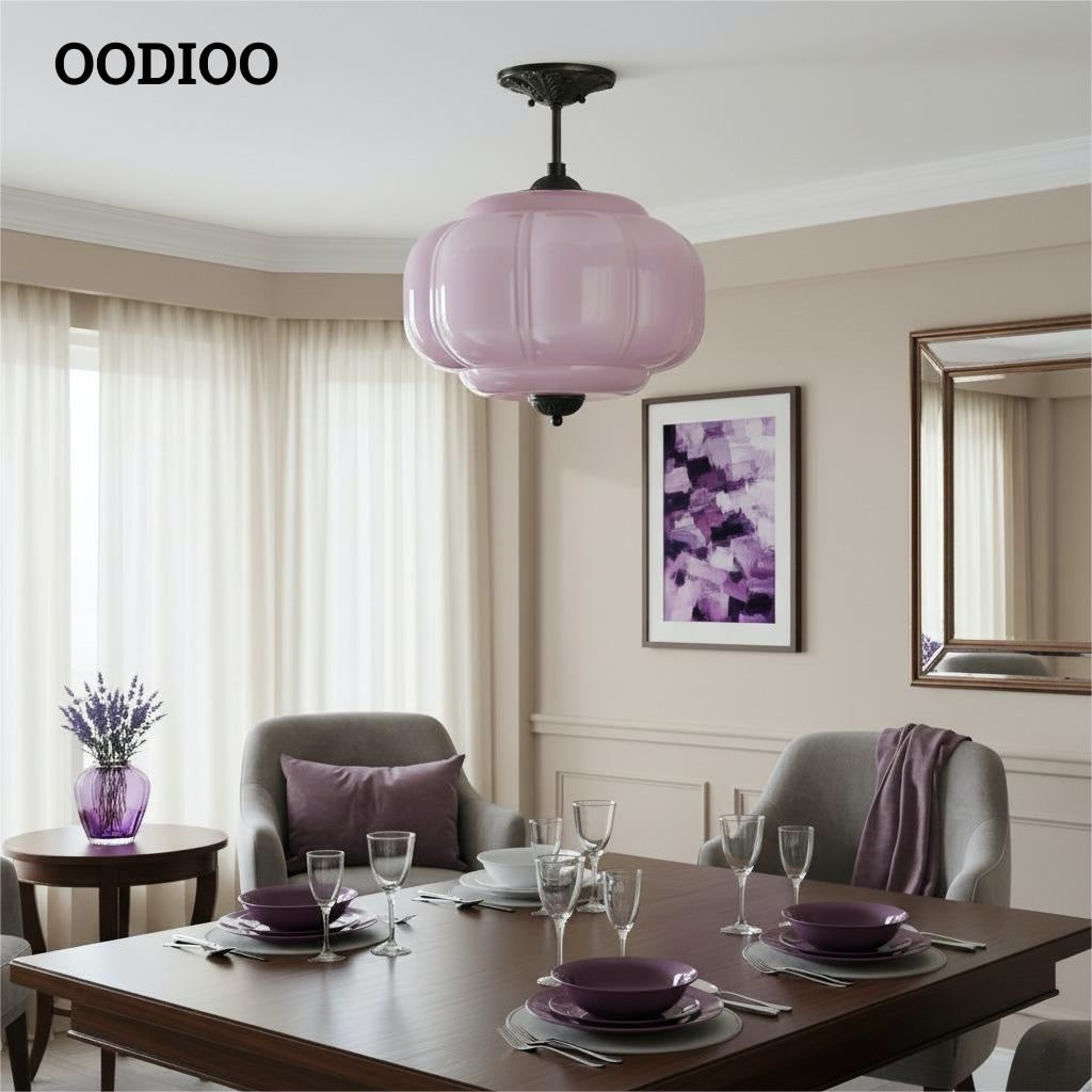 Antique Brass Green Glass Eloise Pendant Light