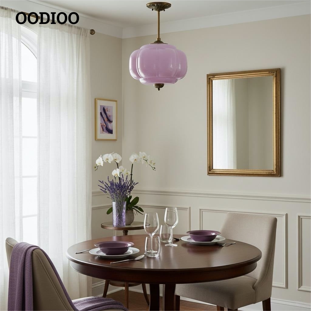 Antique Brass Green Glass Eloise Pendant Light