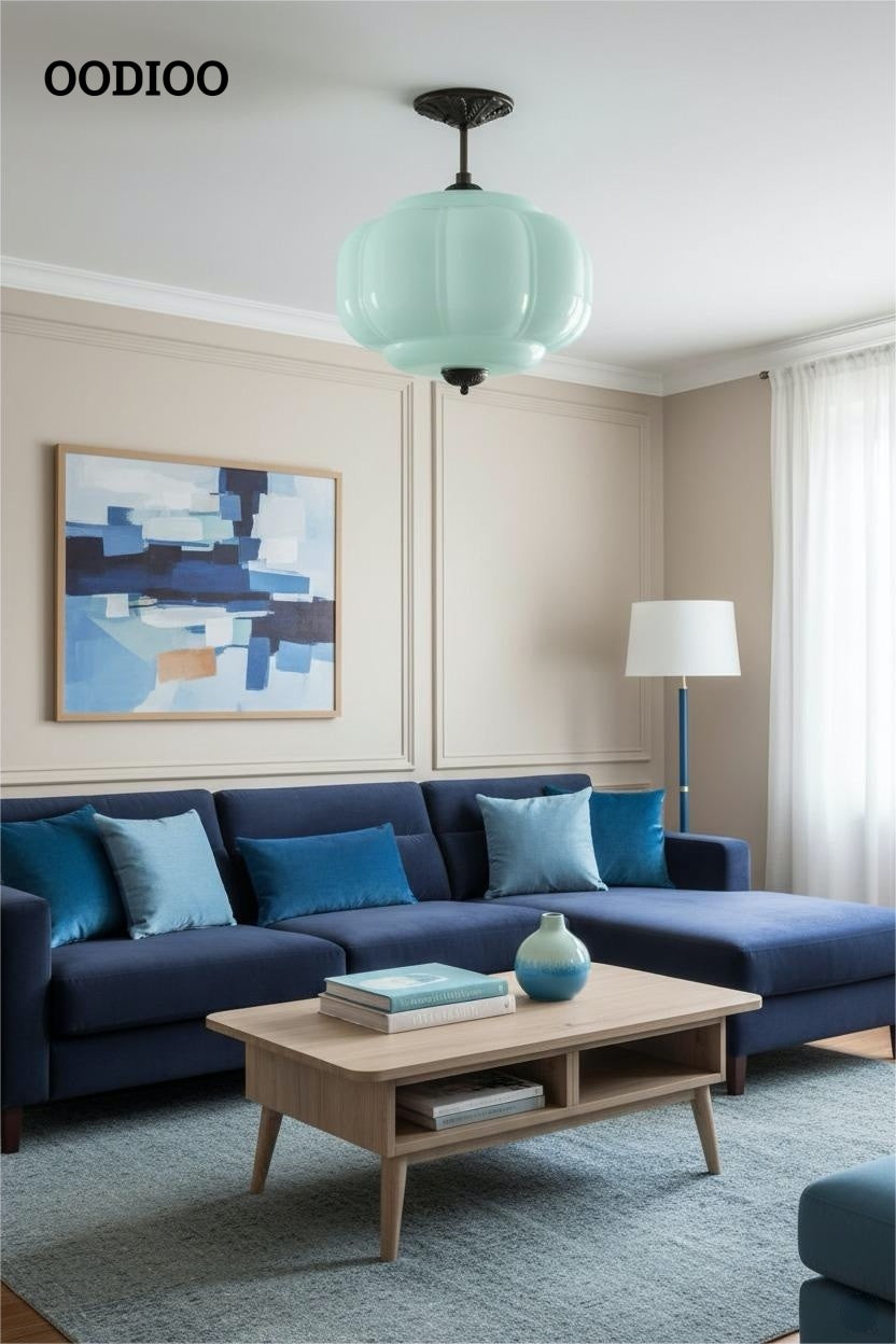 Antique Brass Green Glass Eloise Pendant Light