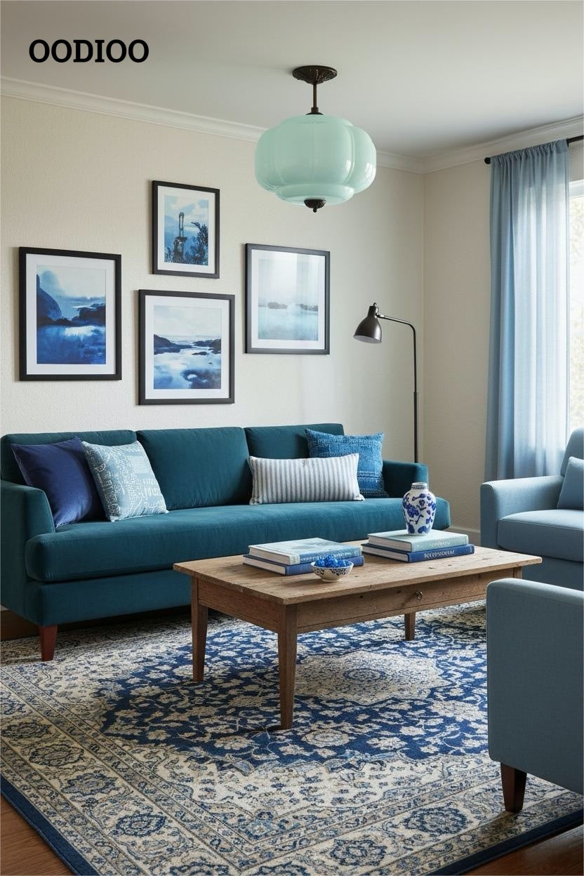 Antique Brass Green Glass Eloise Pendant Light