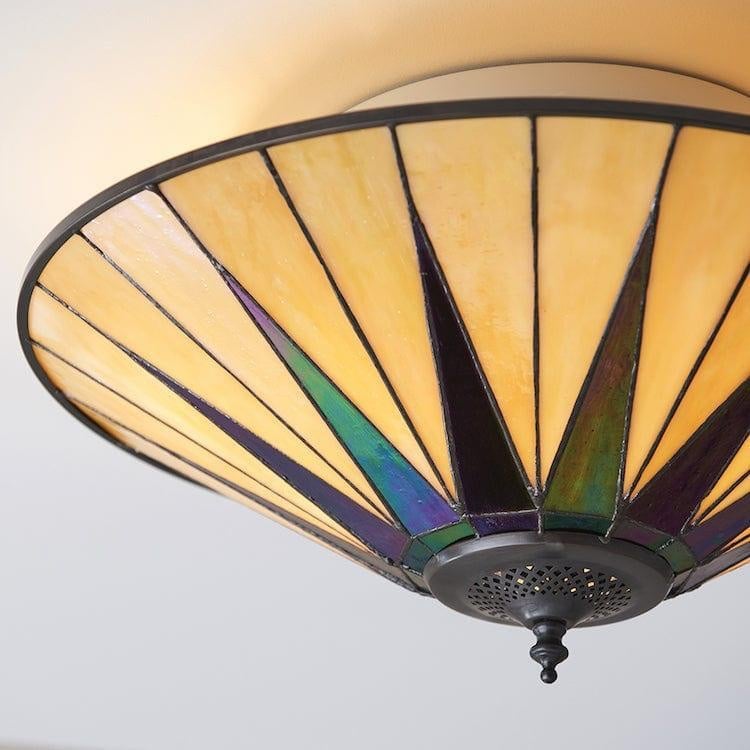 TiffStar Elegant Art Glass Flush Ceiling Light - Vintage-Inspired Ceiling Fixture for Home Interiors