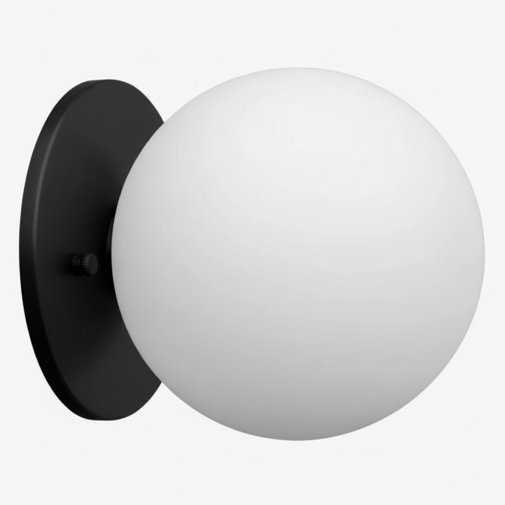 Glorica Glass Brass Wall Sconce - Frosted Globe Classic Light For Warm Ambiance