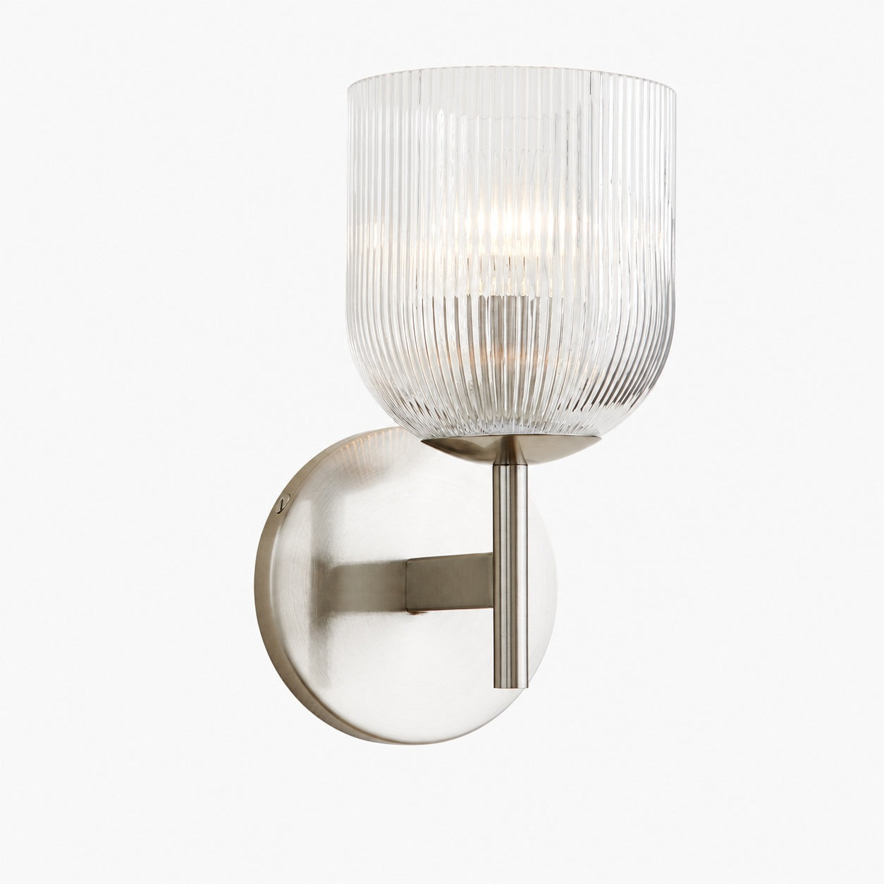 Bravira Ribbed Glass Sconce - Metal Wall Light with Clear Glass Shade
