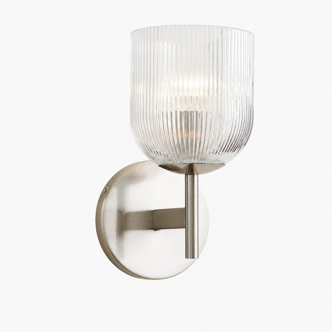 Bravira Ribbed Glass Sconce - Metal Wall Light with Clear Glass Shade