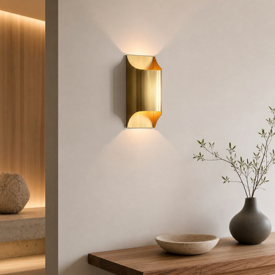 Sconique Stylish Brass Wall Sconce - Minimal Design Architectural Profile Sconce for Foyer