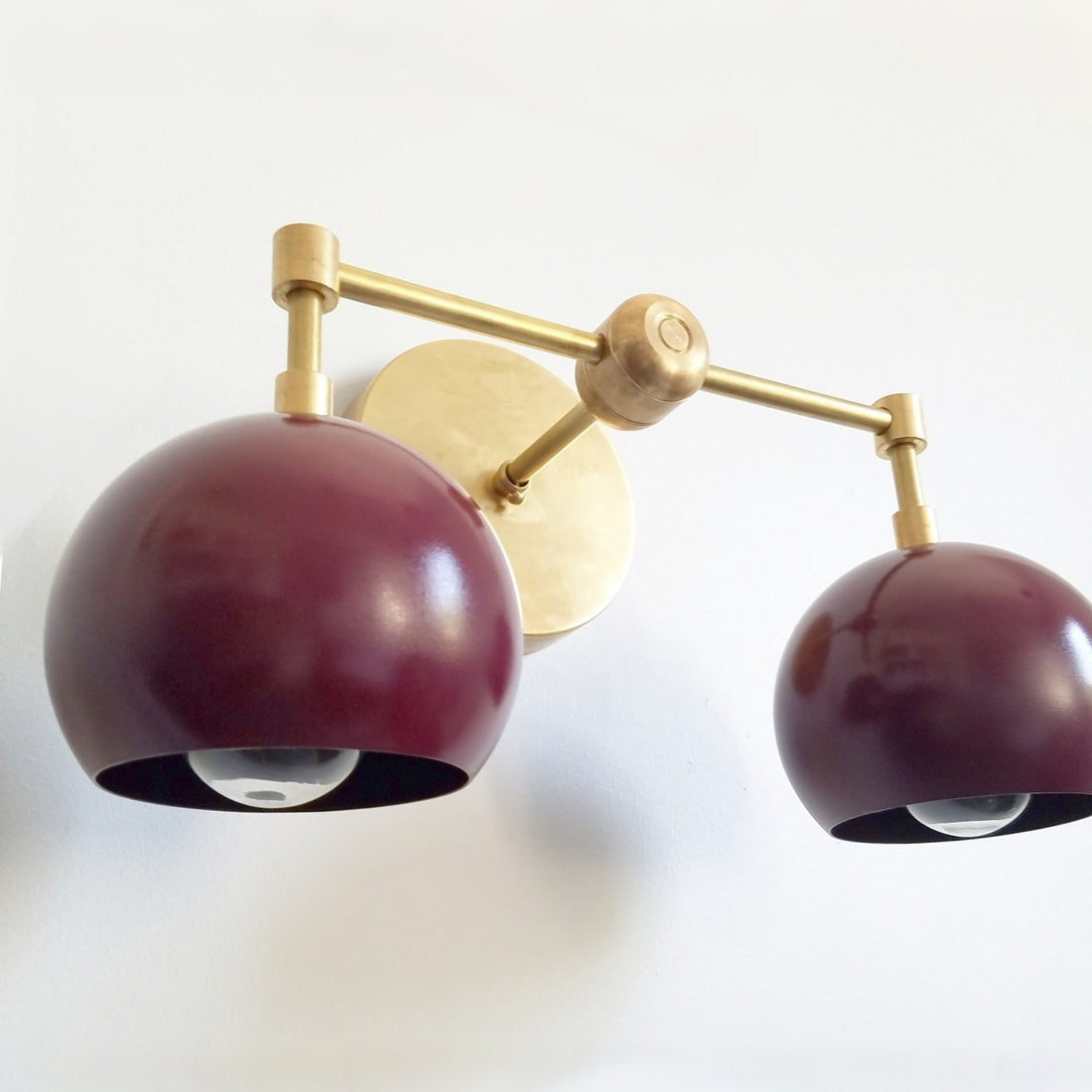Black Cherry Loa Wall Sconce - Double Bubble Globe-shaped Bath Light