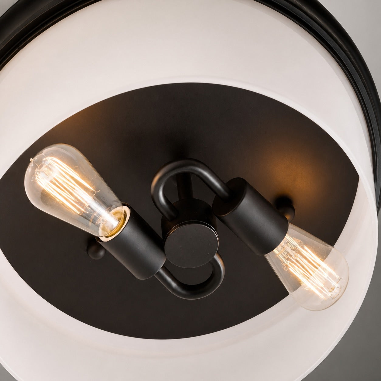 Roven Flush Mount Ceiling Lamp with Opal Glass Dome - Sleek Design for Bedroom and Living Room
