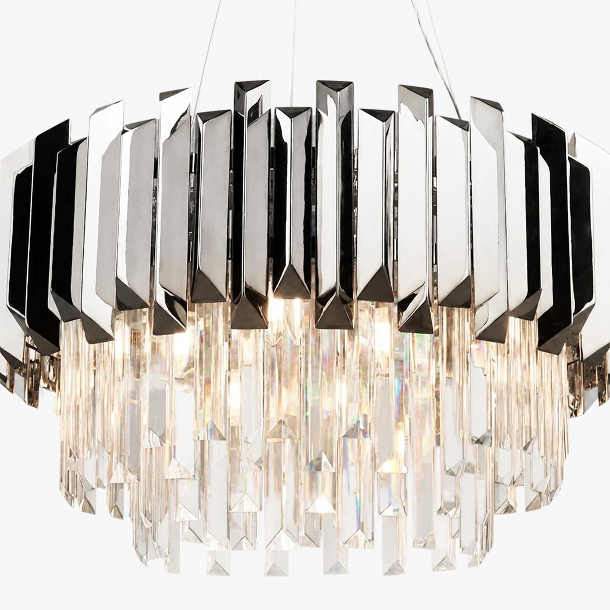 Virelia Contemporary Crystal Pendant Light – Layered Crystal Shade Ceiling Fixture for Dining or Living Room