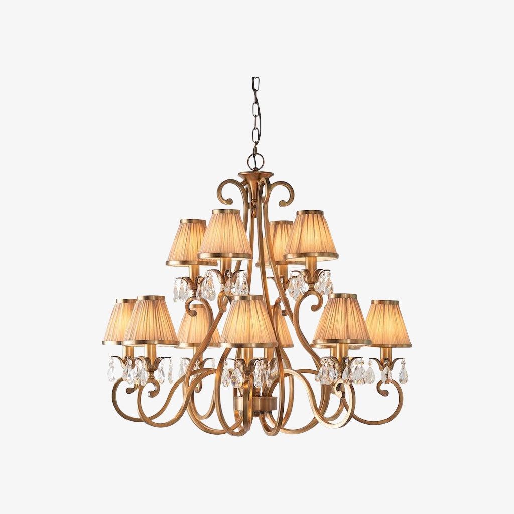 Talonis Multi-light Fabric Chandelier - Elegant Metal Curved Arms for Dining and Living