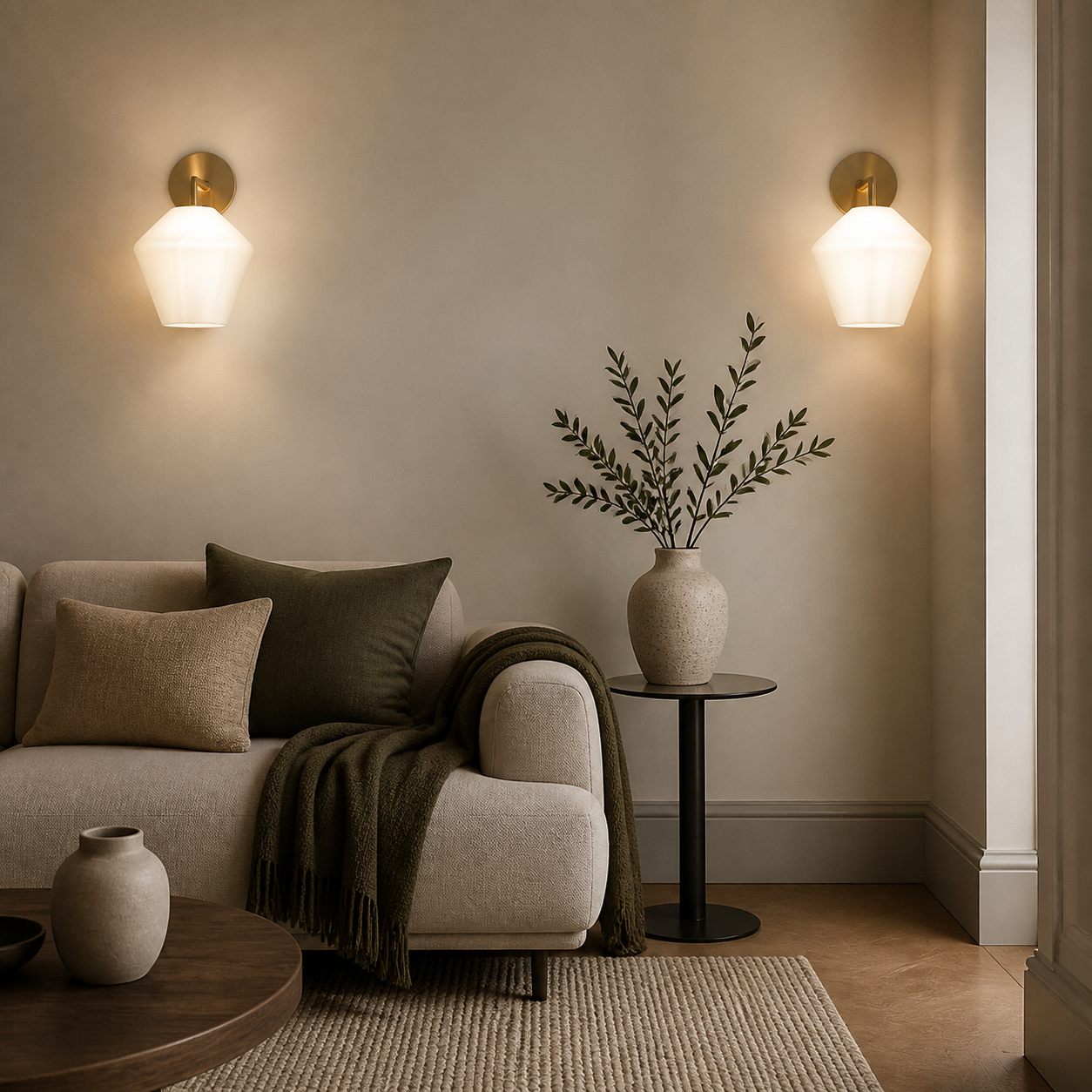 Merin Sculptural Milk Glass Geometric Wall Lamp