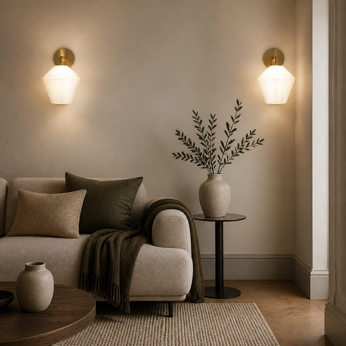 Merin Sculptural Milk Glass Geometric Wall Lamp