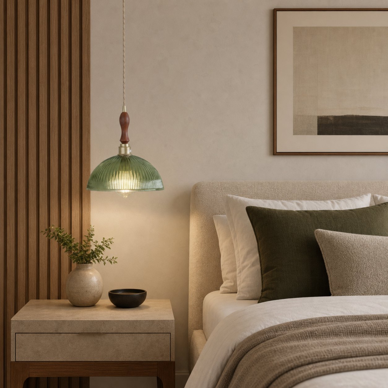 Ribilux Ribbed Pendant Light - Vintage Glass and Metal for Kitchen and Dining Room