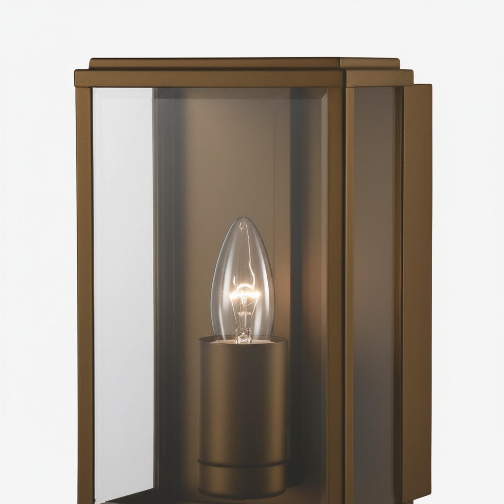 Boxar Outdoor Wall Lantern – Metal Frame and Clear Glass for Porches or Entryways