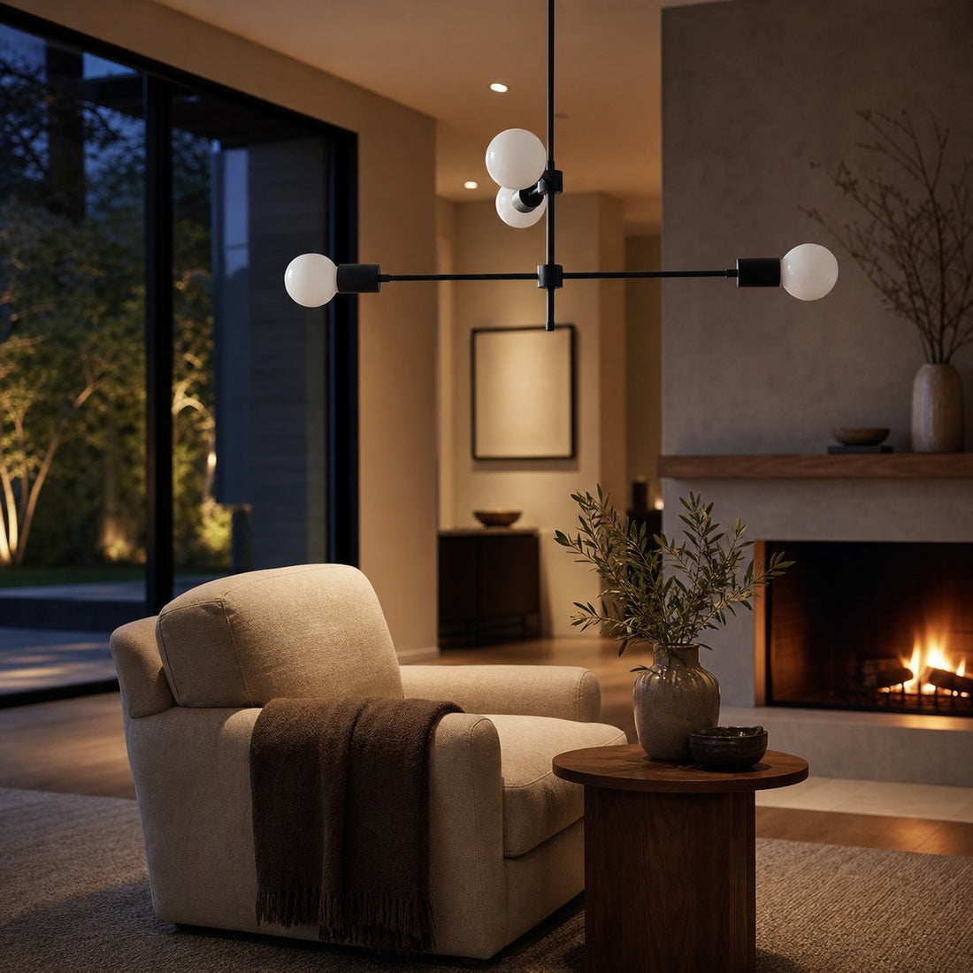 Mobilux Line Black and Brass Chandelier - Contemporary Globe Ceiling Hanging Light