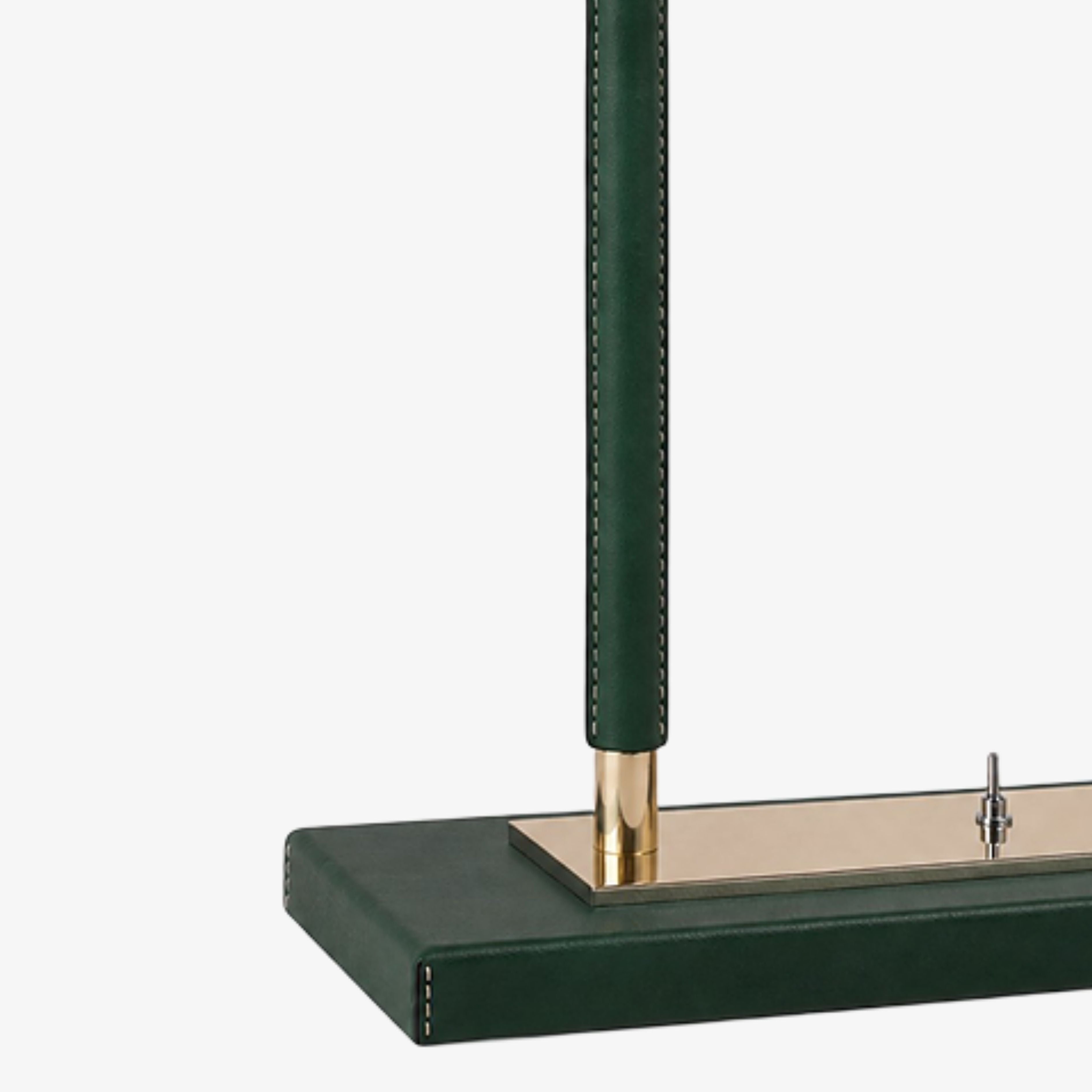 Leather stitching and metal post detail