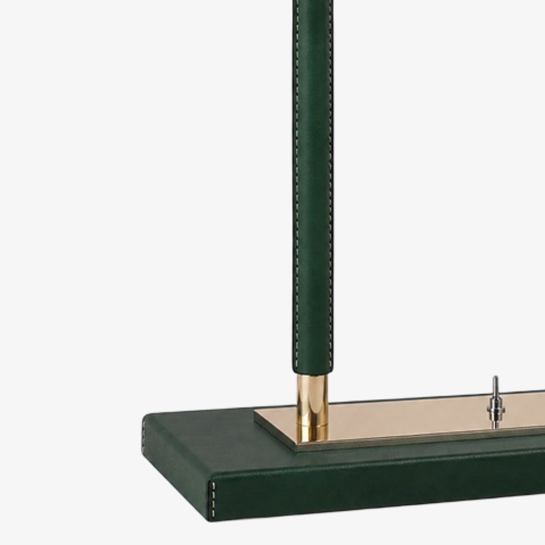 Leather stitching and metal post detail
