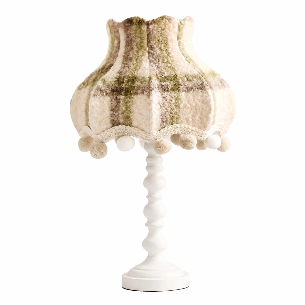 Vintage Check Wool Pom Table Lamp