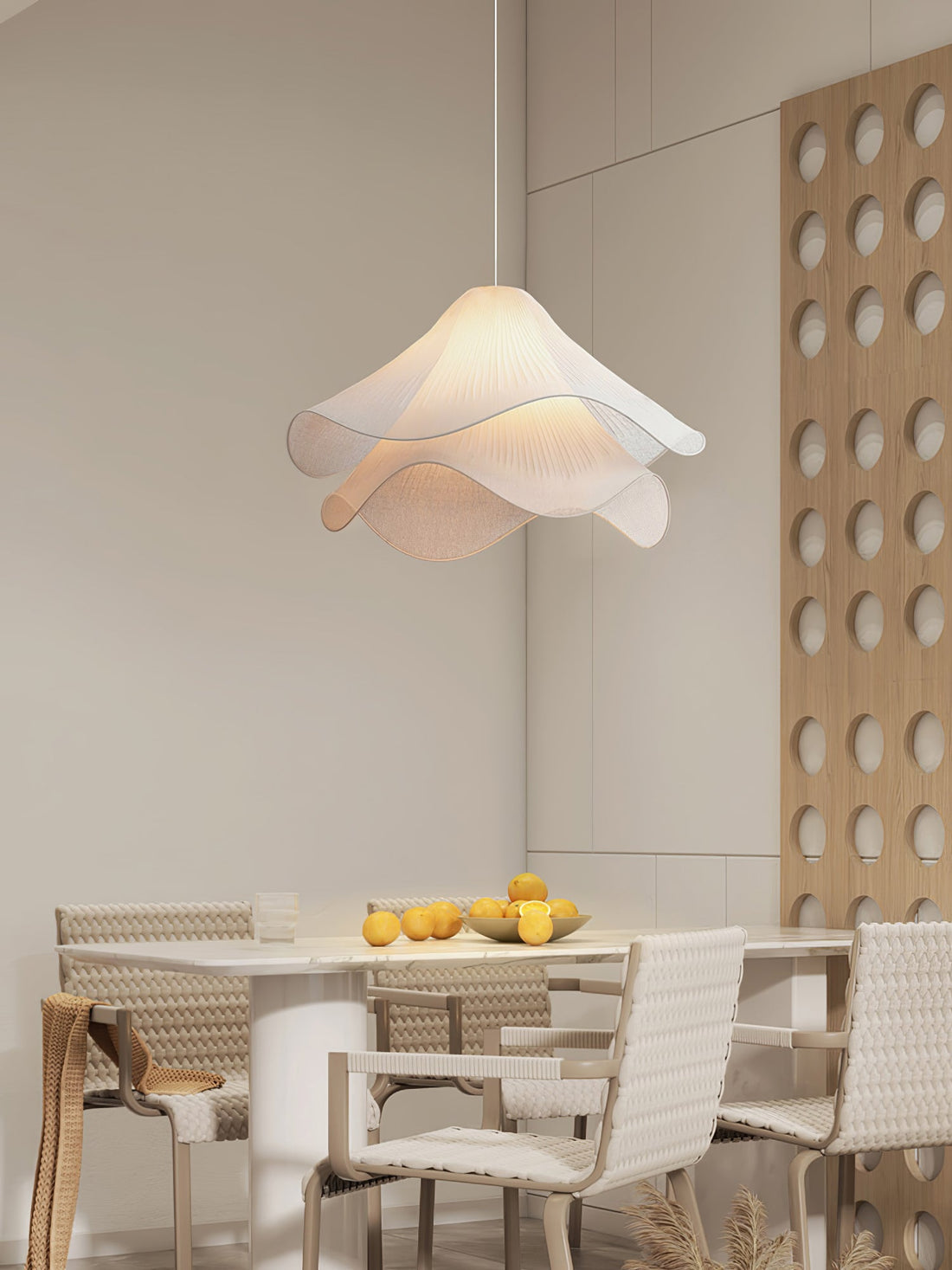 Ethereal Bloom French Floral Pleated Fabric Pendant Light