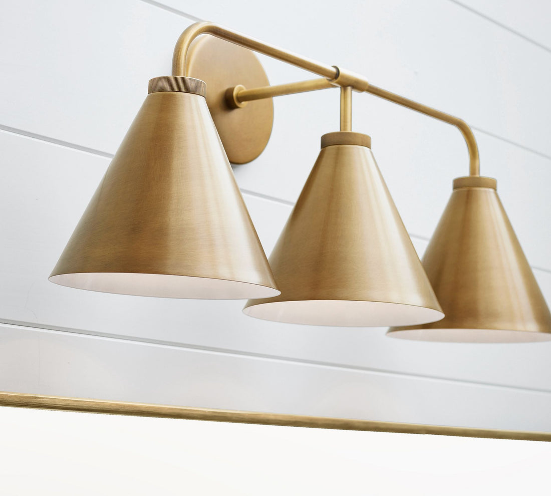 Korvi Iron Tapered Sconce Light - Wall Fixture in Black or Brass