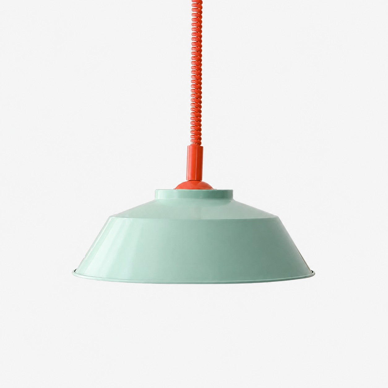 Memphis pendant with mint green shade and red cord