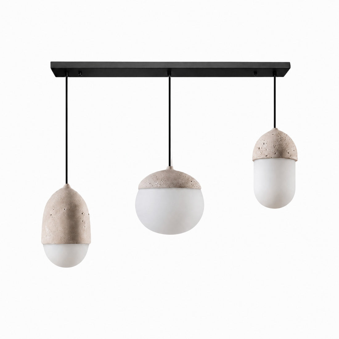 Orbaltis Modern Orb Cluster Pendant - Natural Stone and Glass Hanging Lamp for Living or Kitchen