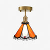 Orange stained glass flush mount ceiling light