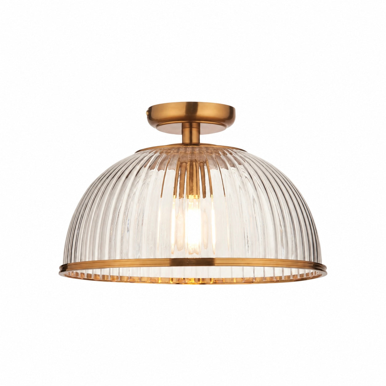 Luntra Ribbed Glass Uplighter Flush – Elegant Ceiling Light for Hallways and Bedrooms