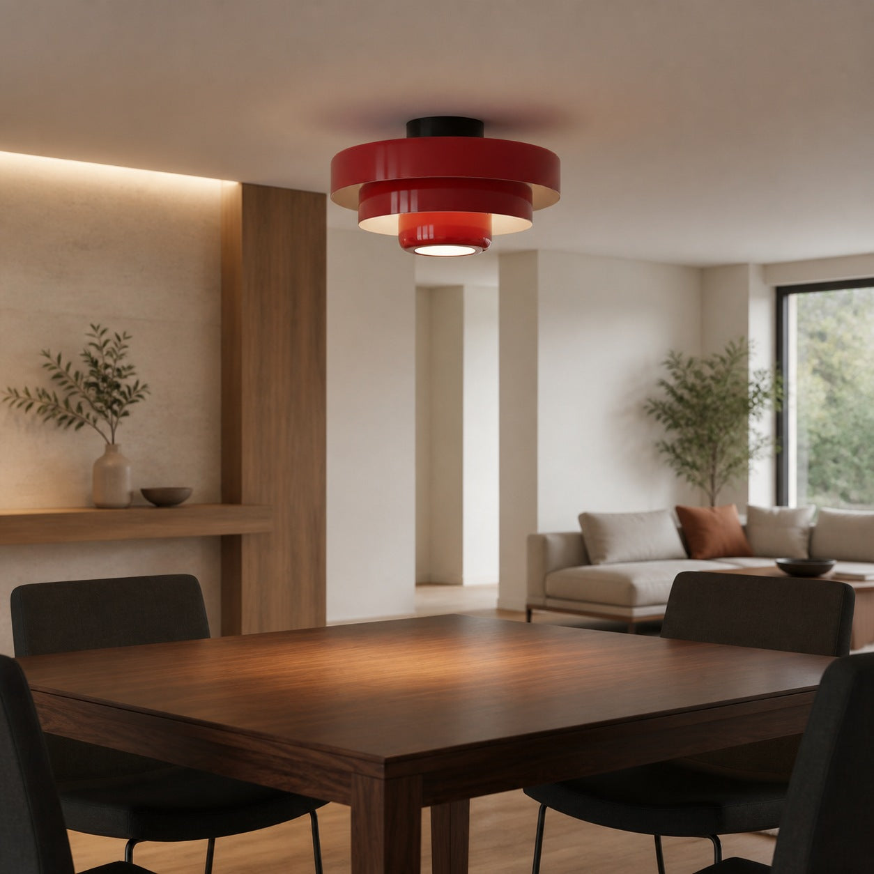 Veleora Bauhaus Three-Tier Colorful Round Macaron Ceiling Lamp - Modern Metal Design for Living Rooms