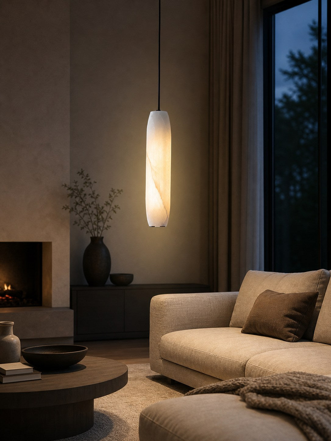 Alabaster Flute Pendant Light