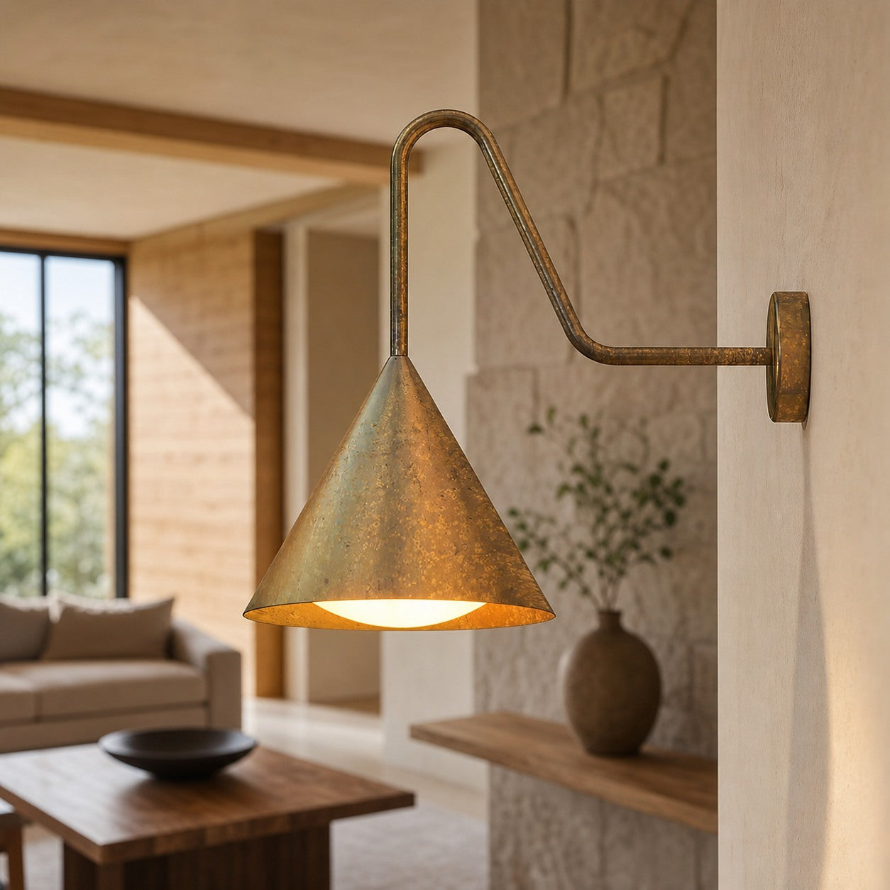 Ivoran Wall Sconce - Metal Acrylic Cone LED Wall Lamp for Living Room