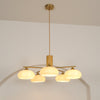 Bowl Shaped Multi - Head Chandelier With Wooden Decoration