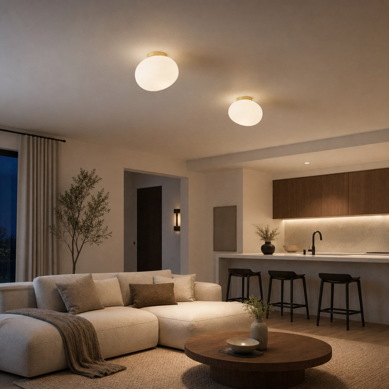 Stonea Organic Pebble Silhouette Wall Ceiling Lamp Contemporary Glass Light for Home N16