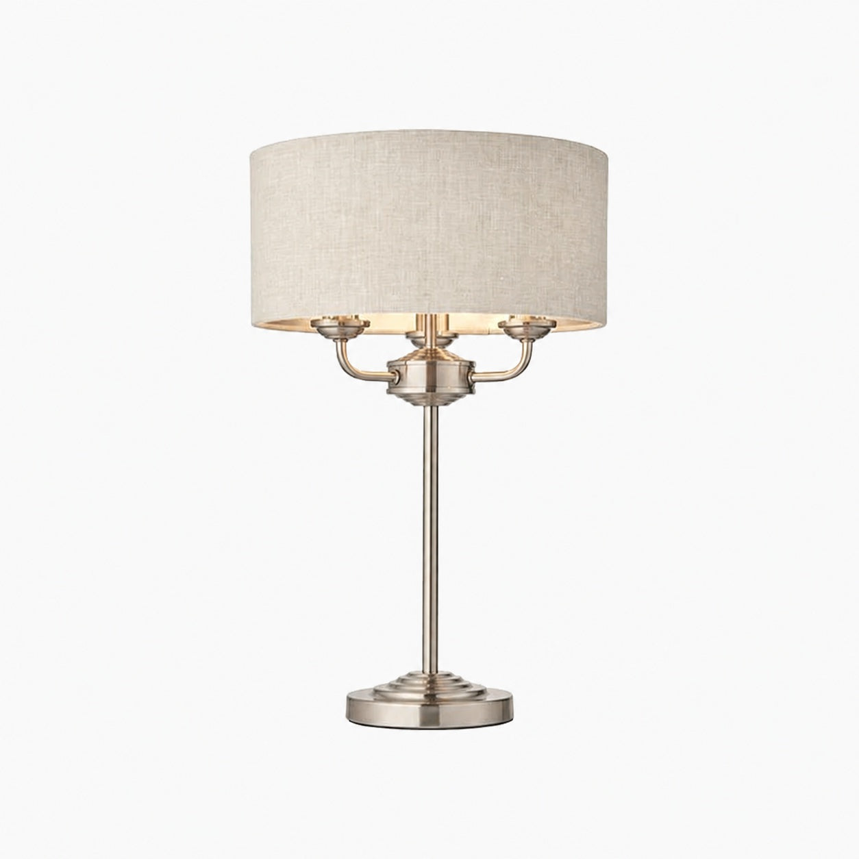Tela 1‑Light and 3‑Light Table Lamp – Modern Linen & Metal for Bedside or Living Room