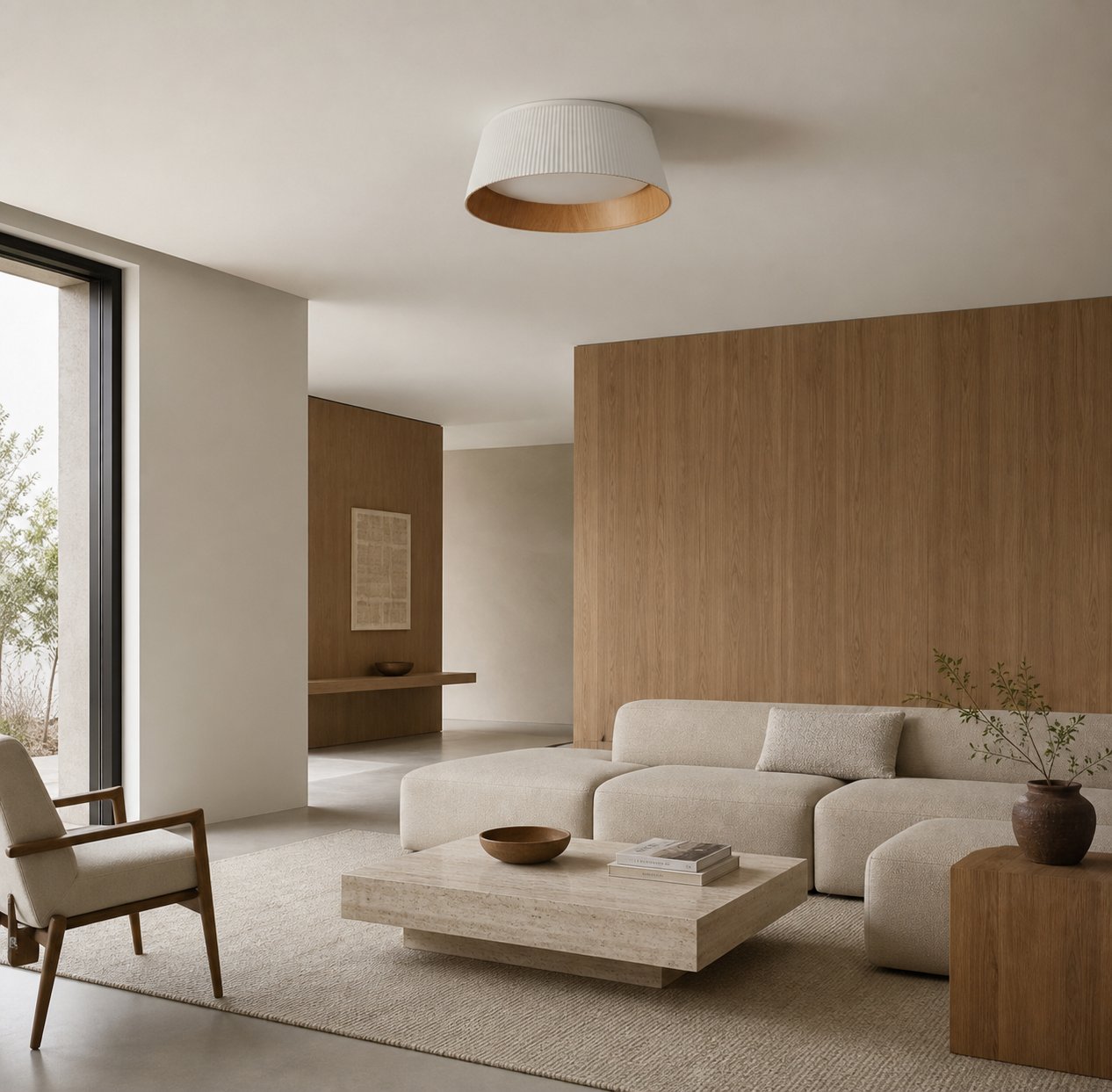 Ribravo Modern Ribbed Textured Shade Ceiling Lamp - Modern Minimalist Lamp for Living Room