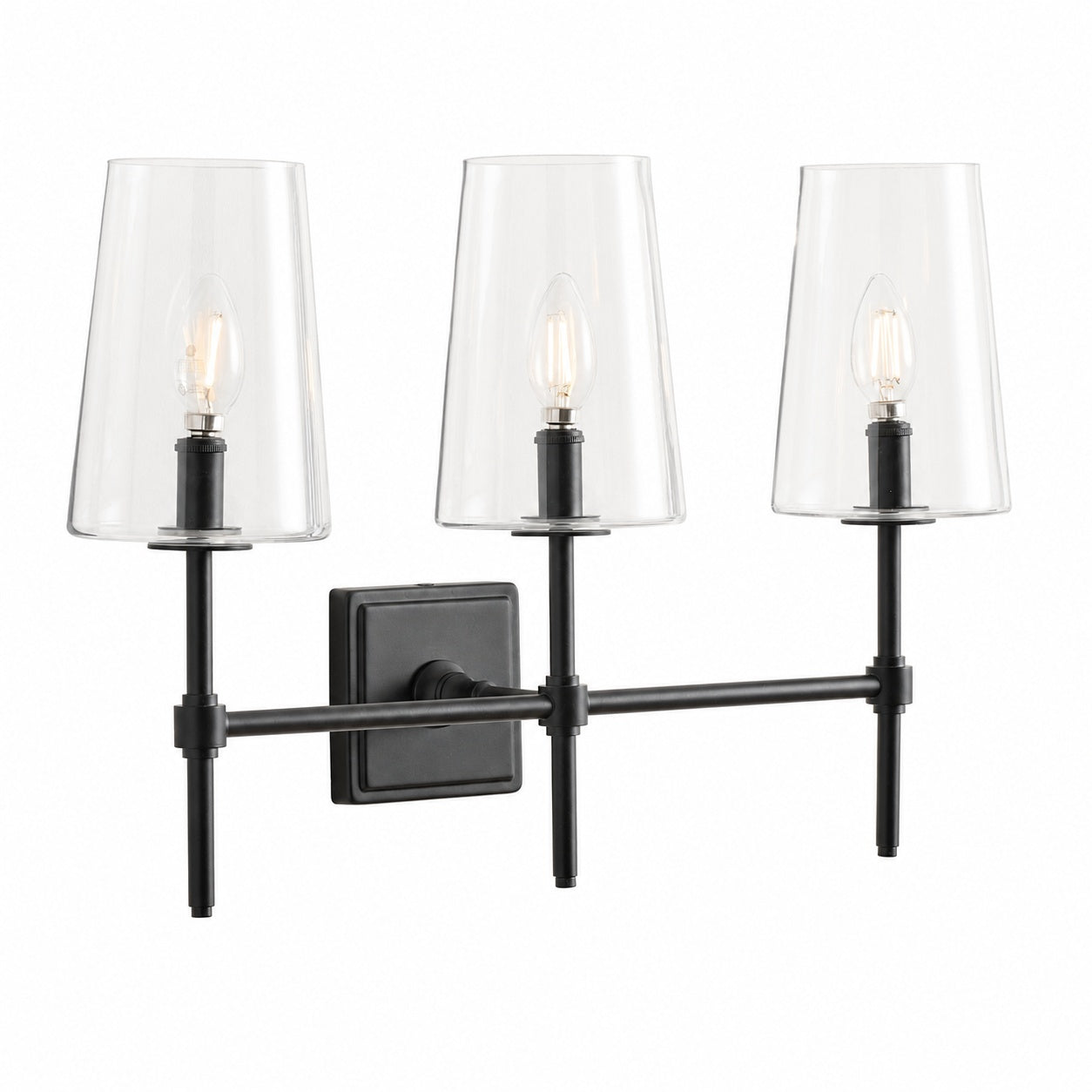 Derlina Multi-Head Candlestick Clear Glass Wall Lamp – Retro Metal Sconce
