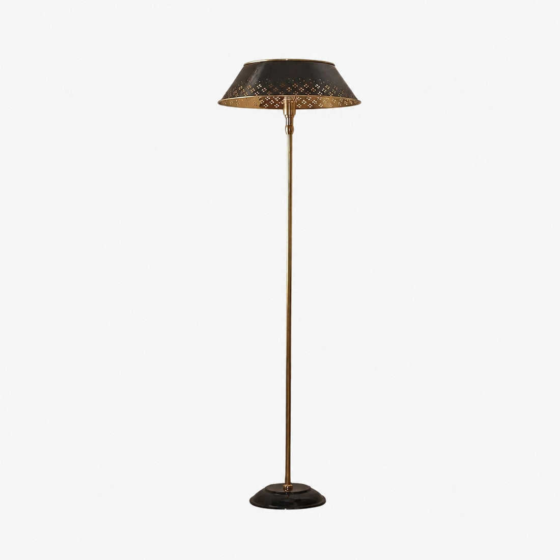Auriglow Enameled Brass Perforated Floor Lamp - Space Age Style - Home Decor