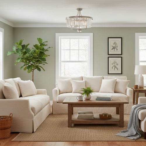 Beveline 3 Light Round Semi Flush - Faceted Cut Glass Shade Metal Finish for Hallways and Bedrooms