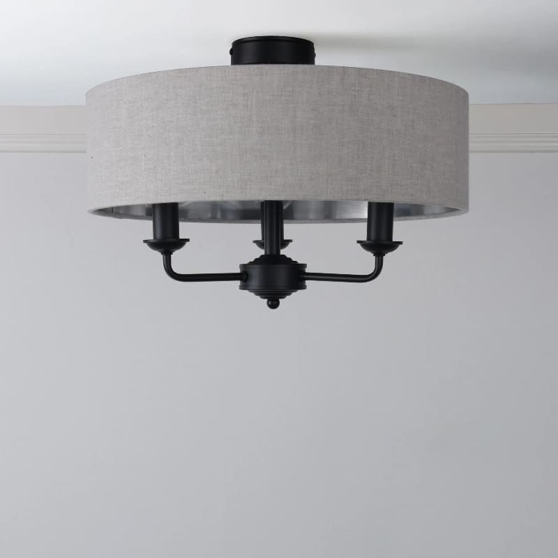 Matt Antique Brass 3 - Light Drum Light- Semi Flush Ceiling Light