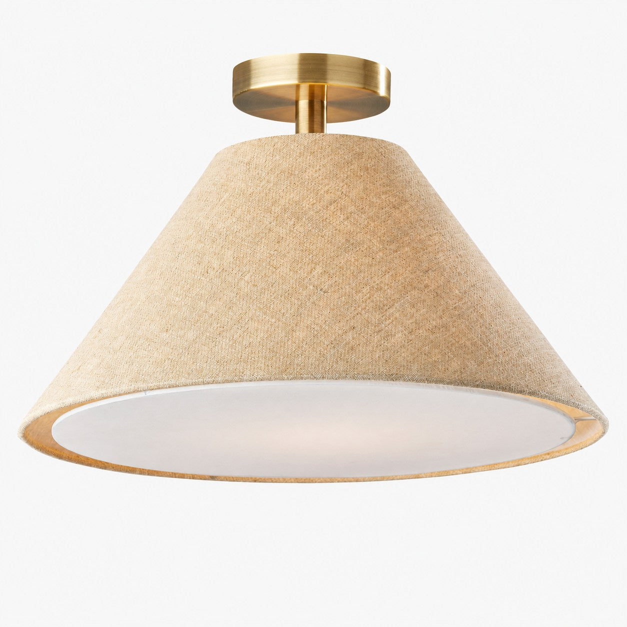 Lorvion Linen Drum Shade Flush Mount & Pendant - Antique Brass Ceiling Light