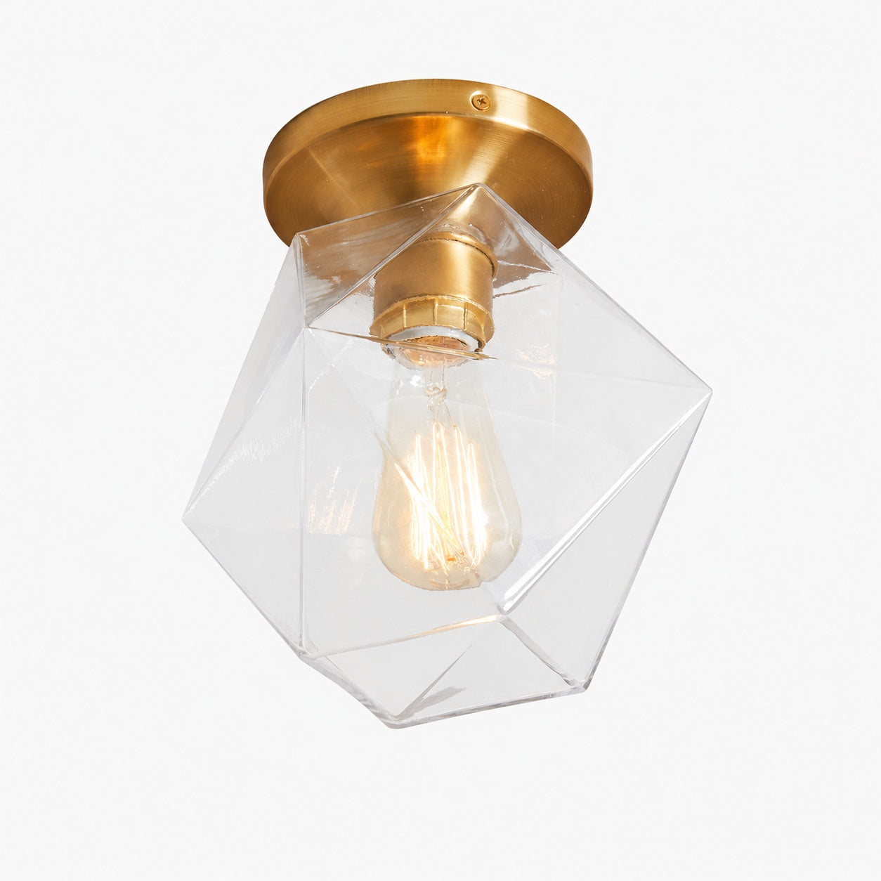 Talvior Sculptural Flush Mount Ceiling Light – Faceted Glass for Modern Interiors