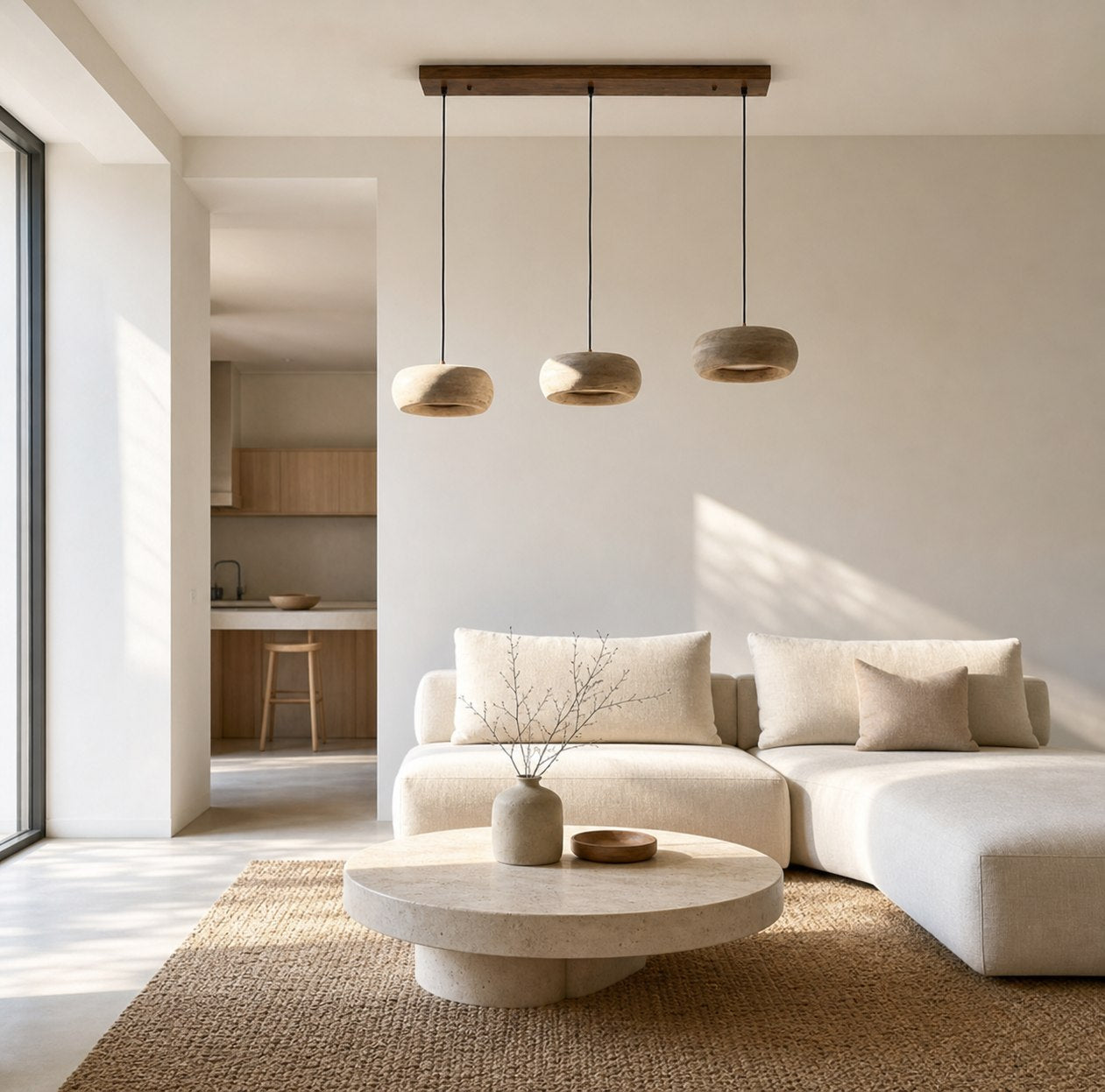 Travertine Drum Pendant Lamp