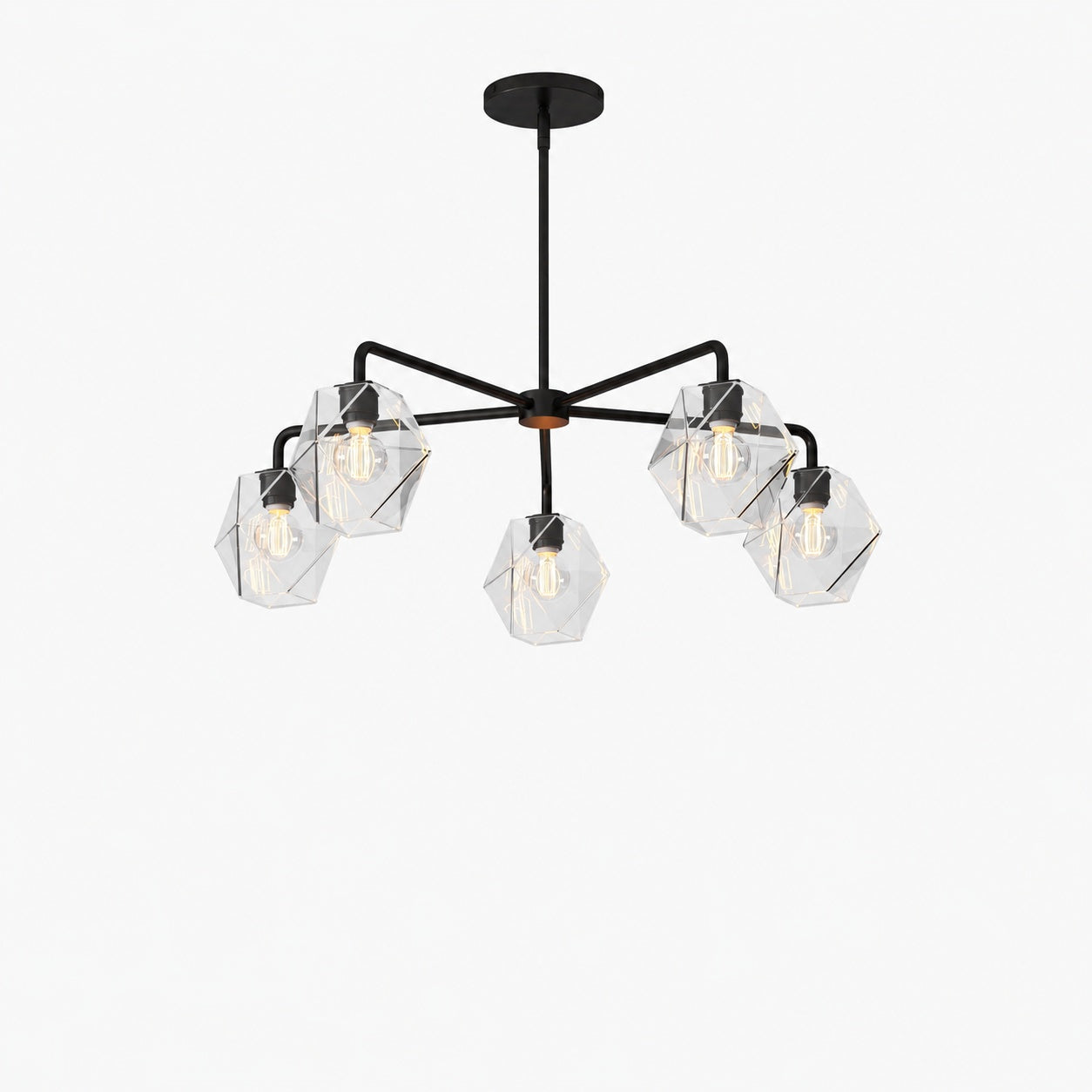 Talvior Sculptural 5-Light Chandelier - Faceted Design, Modern Finishes - Illuminate Spaces