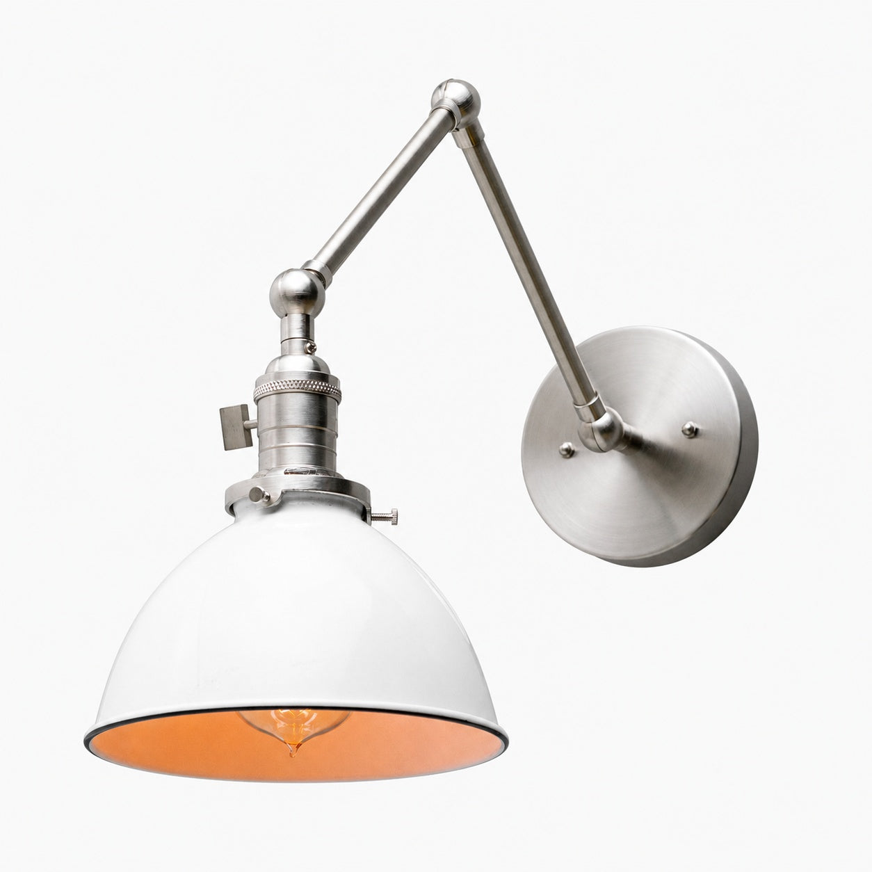 Conique Metal Vintage Industrial Swing Arm Wall Lamp - Adjustable Dome Shade for Study