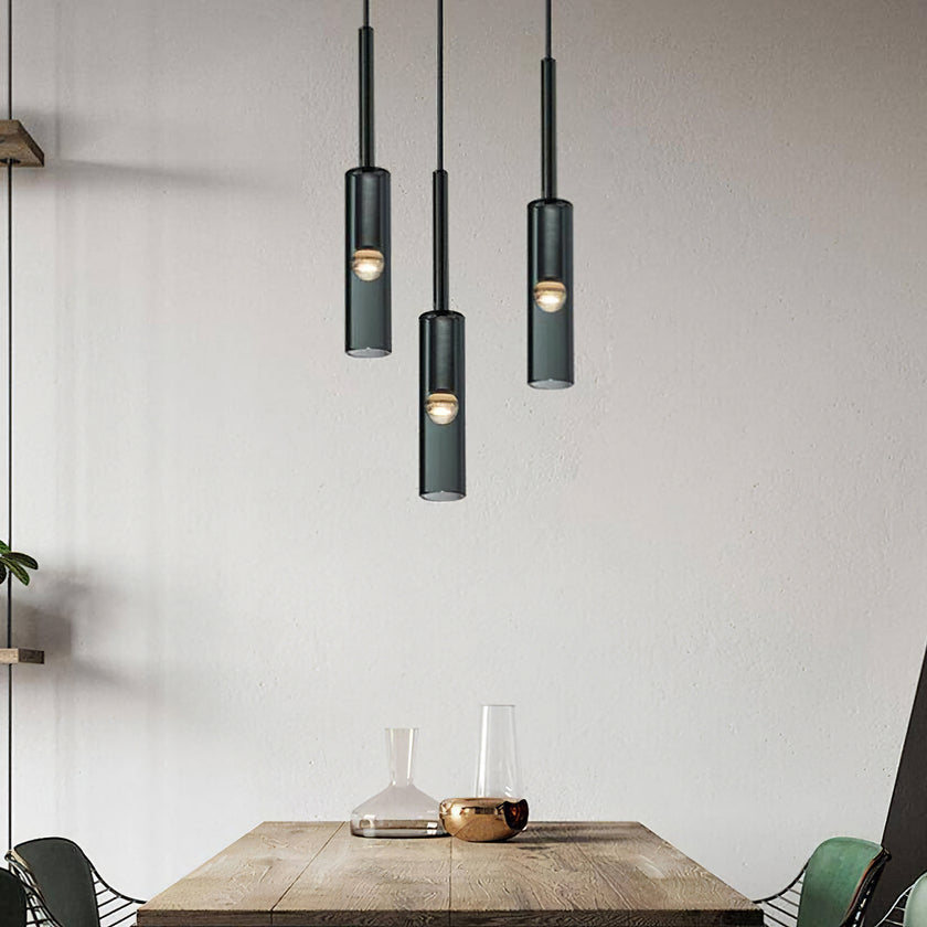 Modern Cylindrical Glass Pendant Light