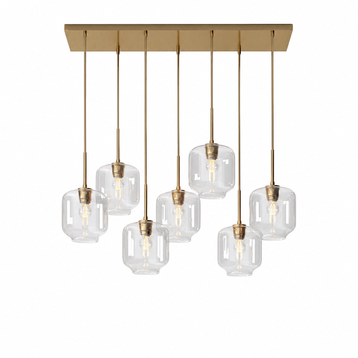 Lumivelle Sculptural 7-Light Chandelier – Adjustable Height Modern Glass Pendant
