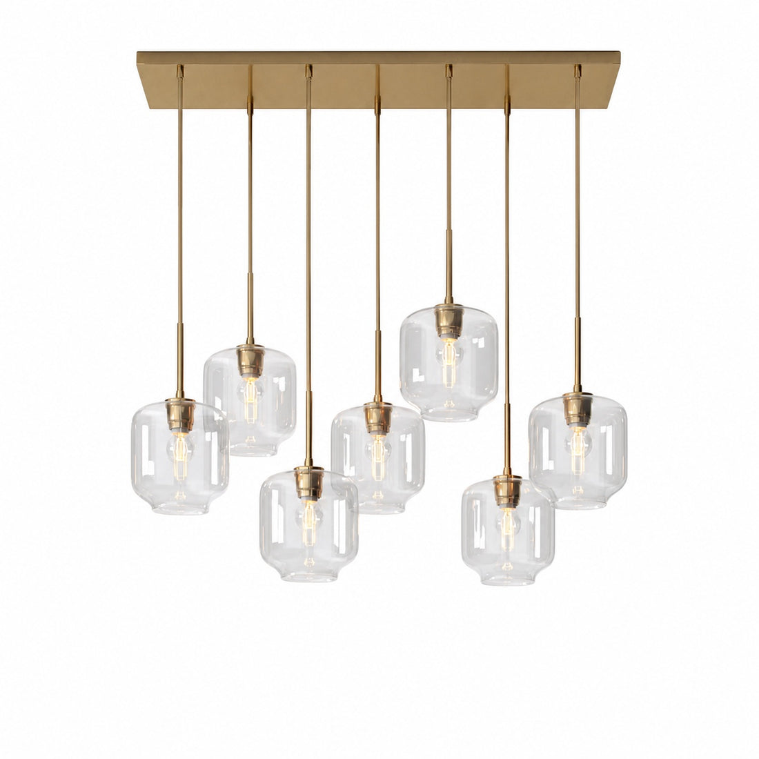 Lumivelle Sculptural 7-Light Chandelier – Adjustable Height Modern Glass Pendant
